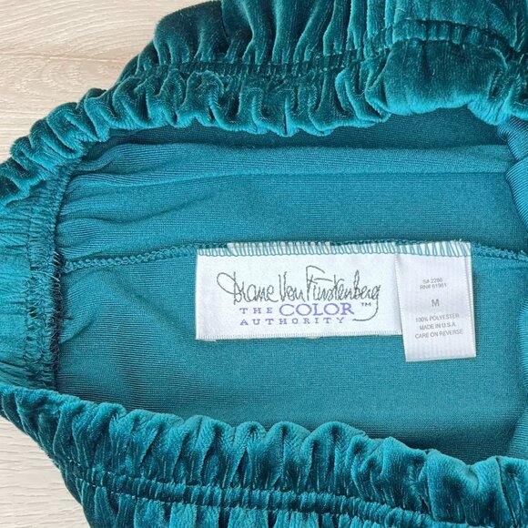 VTG Diane Von Furstenberg The Color Authority Green Velvet High Waisted Pants M - Picture 3 of 15